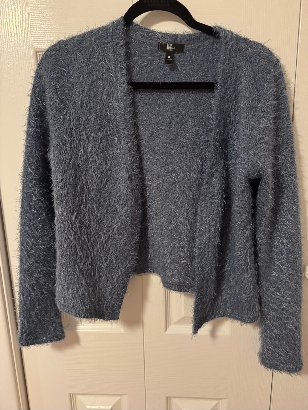 AQUA Blue Fuzzy Open Front Cardigan Sweater – Size Small